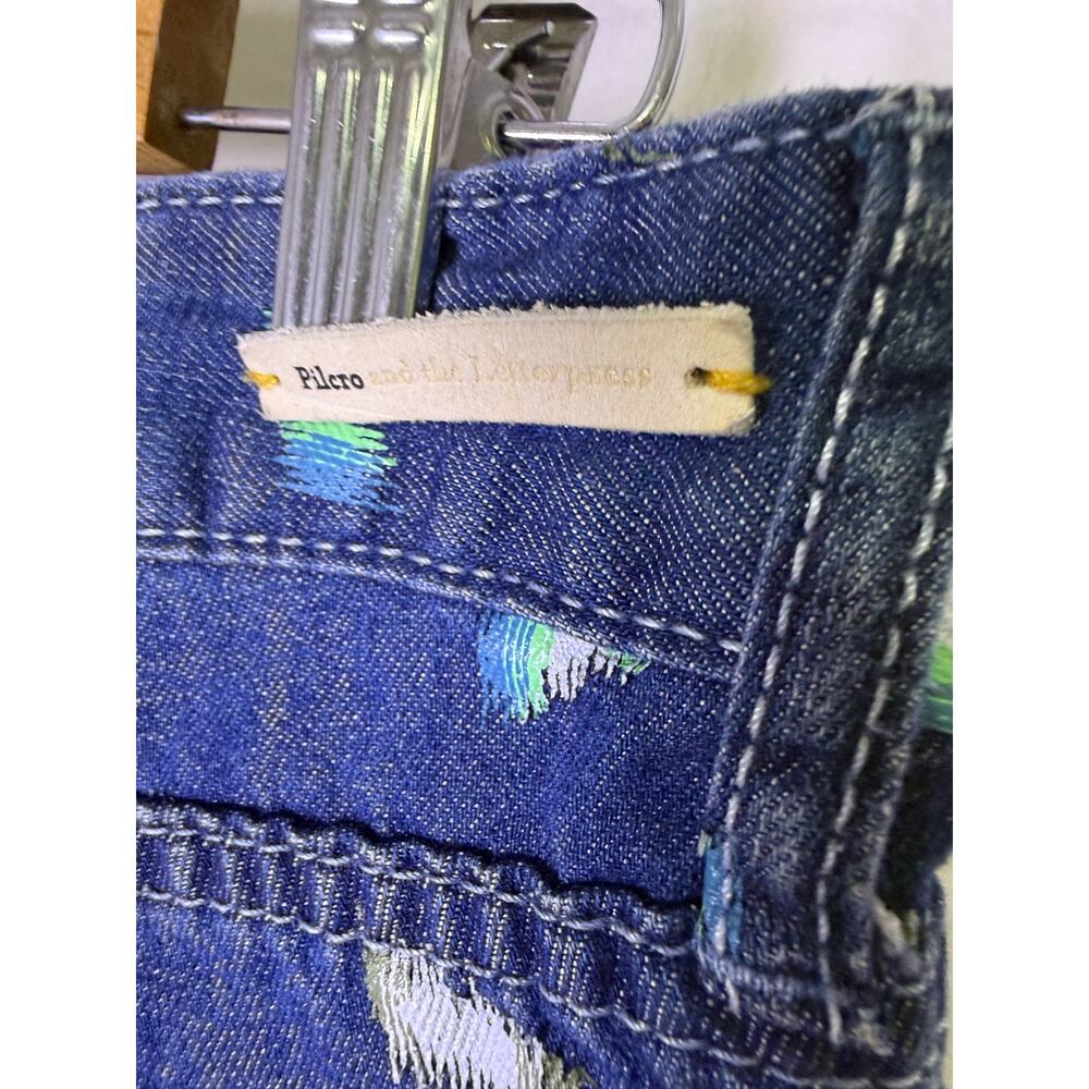 Pilcro Printed Denim Cuffed Shorts Size 29 Blue Ikat Anthropologie - Picture 5 of 7